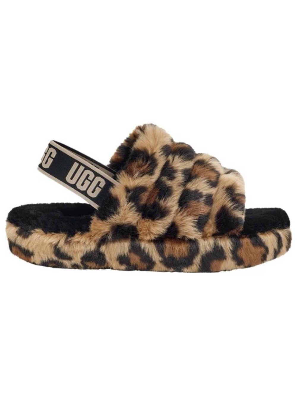 UGG Fluff Yeah slide black leopard comfort sandal
